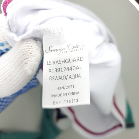 Sovereign Code Rash Guard Boys 24M Months Aqua Blue White Pirate Ship Swim Top - Picture 4 of 9